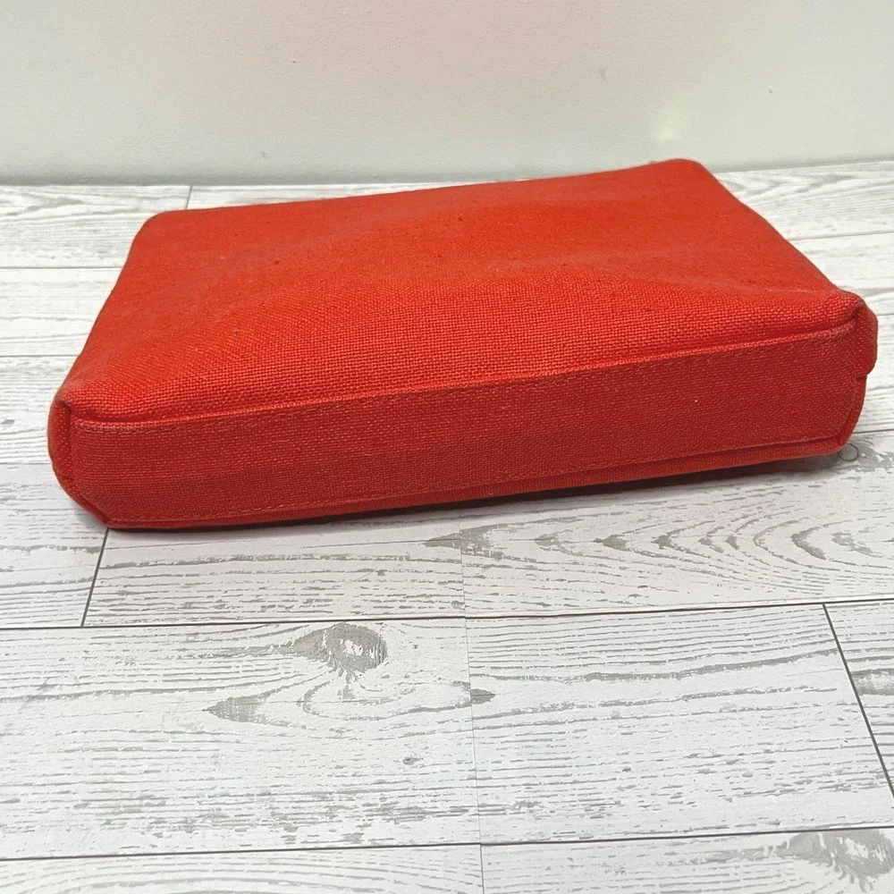 Spartina 449 Sweet as a Peach Linen Canvas Cosmetic Pouch Makeup Bag Gold Zip